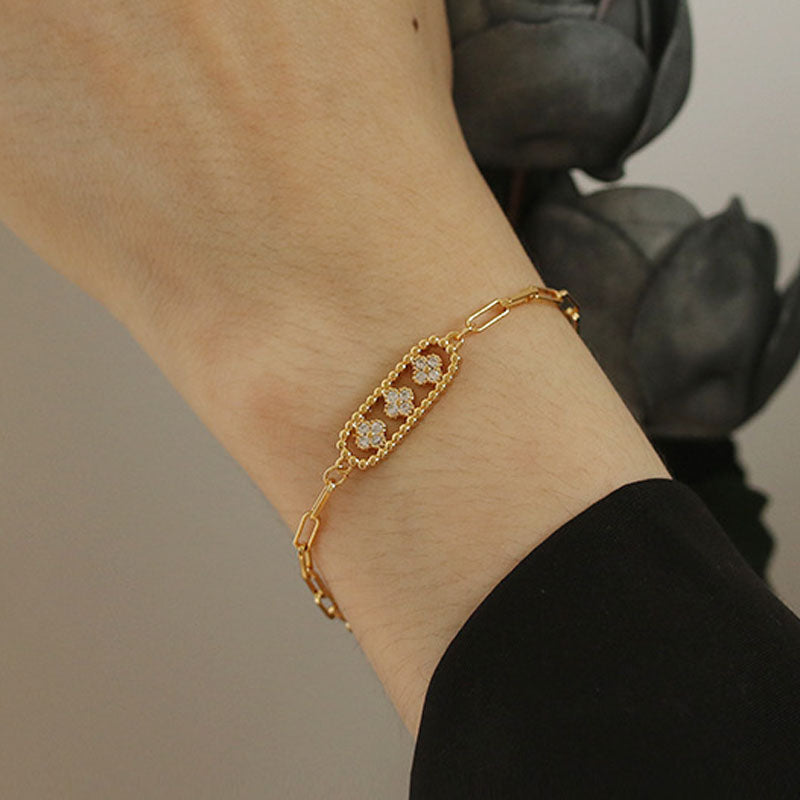 Beaded Chain Splicing Bracelet — gold bracelet, view 4