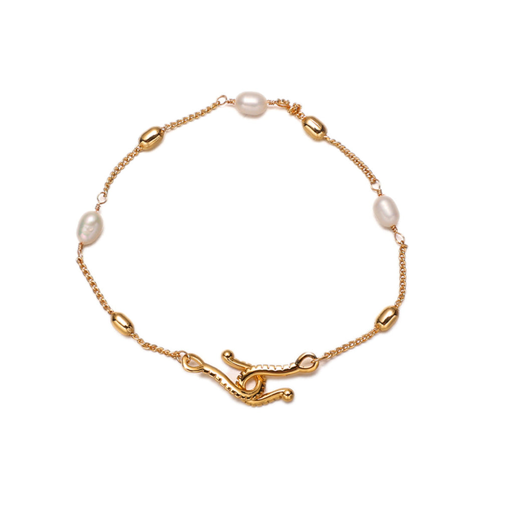 Beaded Chain Splicing Bracelet — gold bracelet, view 8