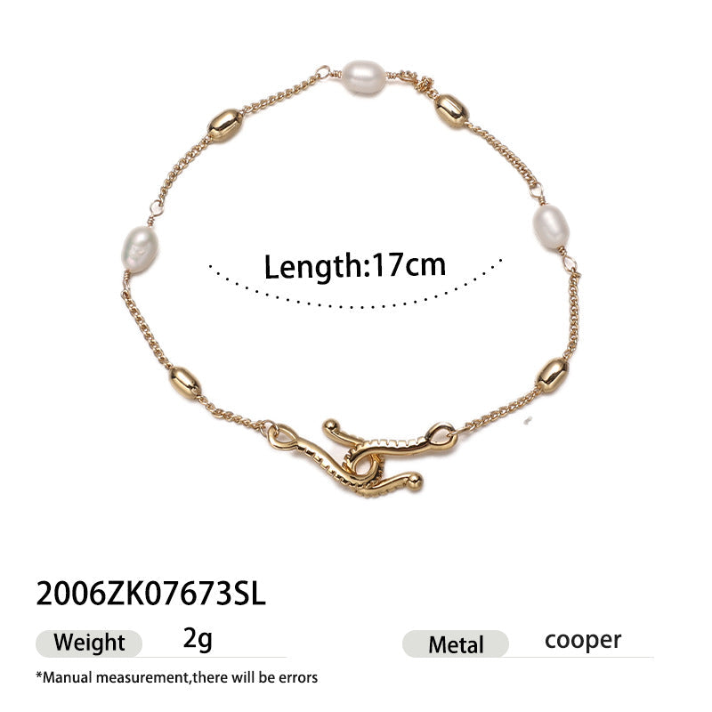 Beaded Chain Splicing Bracelet — gold bracelet, view 9