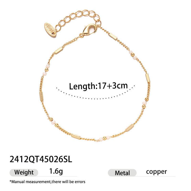 Beaded Chain Splicing Bracelet — gold bracelet, view 10