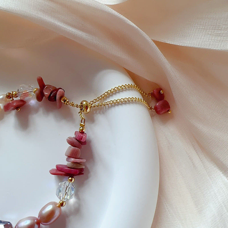 Baroque Pearl Beaded Bracelet — pink bracelet, view 8
