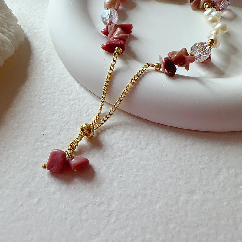 Baroque Pearl Beaded Bracelet — pink bracelet, view 9