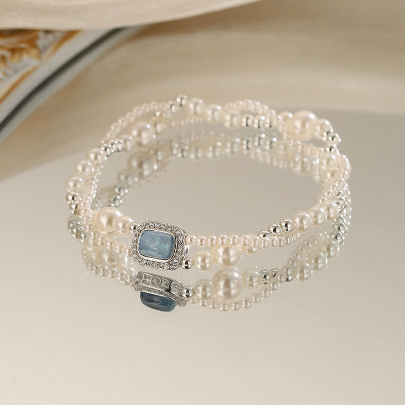 Double-Layer Faux Pearl Bracelet — white bracelet, view 2