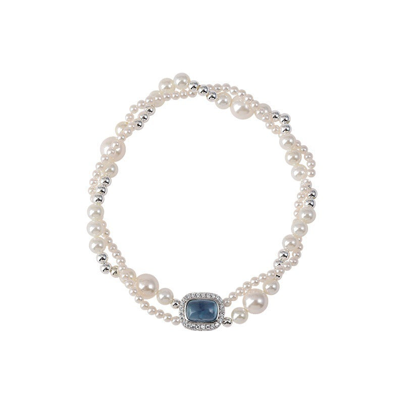 Double-Layer Faux Pearl Bracelet — white bracelet, view 5