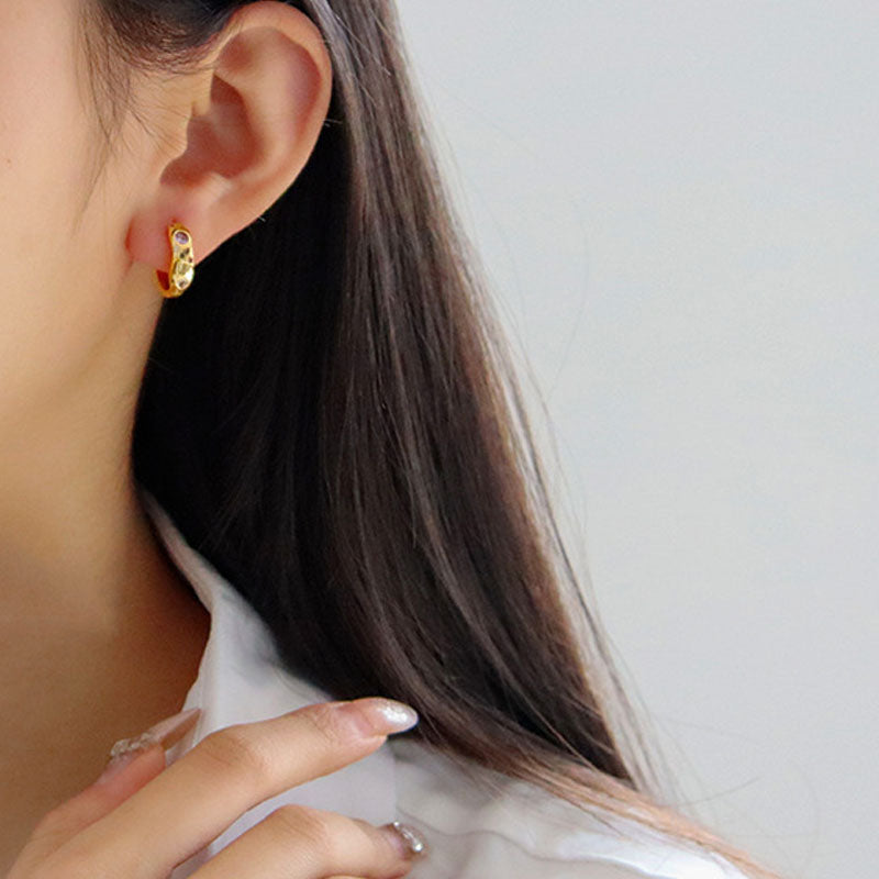 Cubic Zirconia Chunky Hoops — gold earrings, view 4