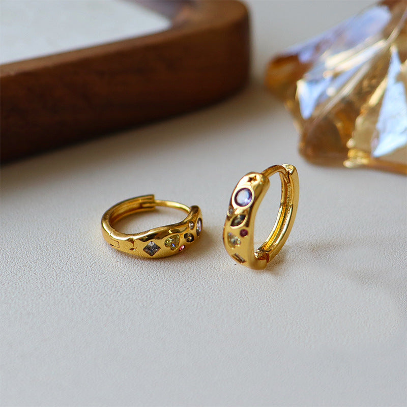 Cubic Zirconia Chunky Hoops — gold earrings, view 5