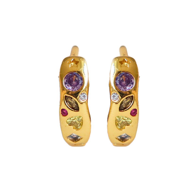 Cubic Zirconia Chunky Hoops — gold earrings, view 6