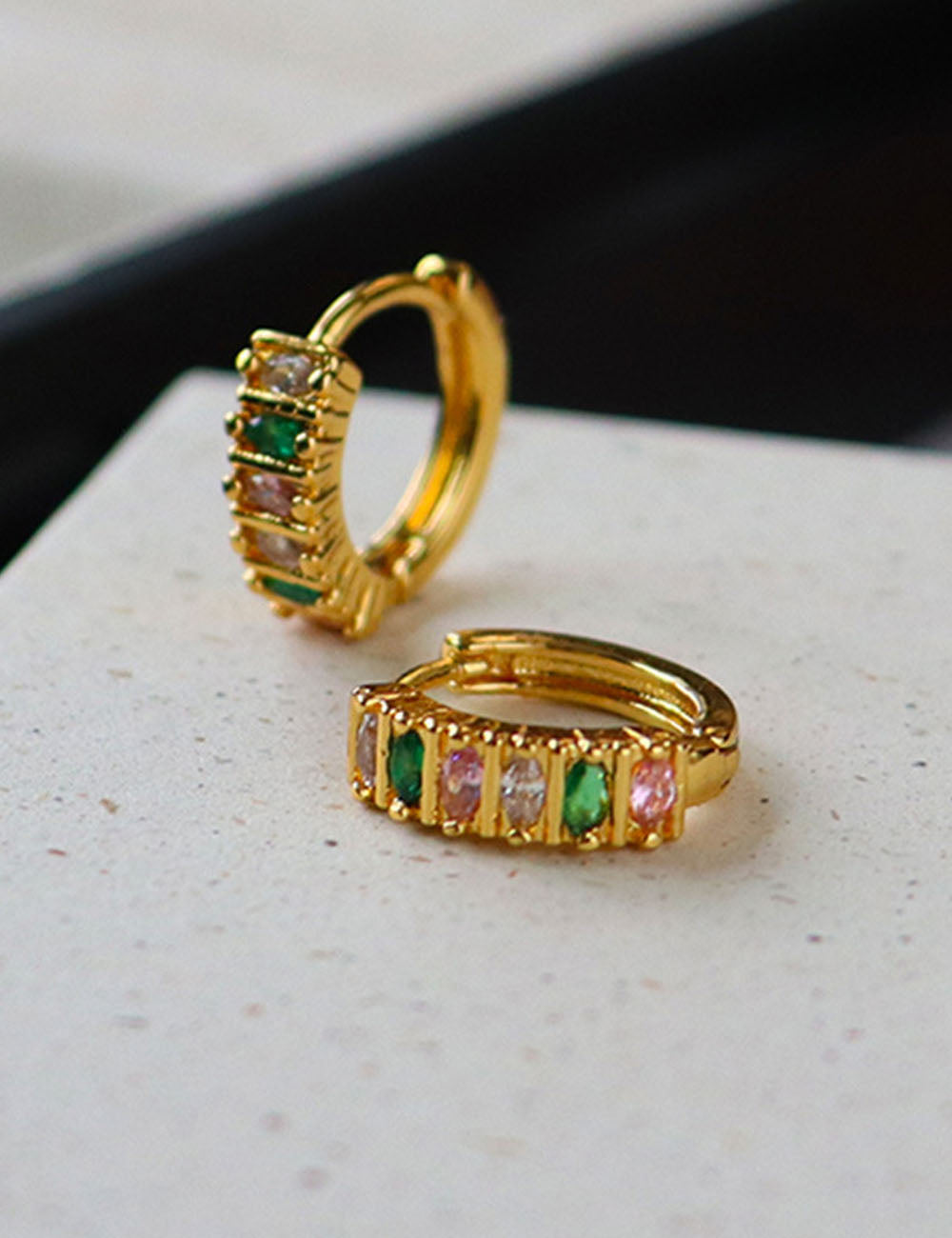 Gold-Plated Geometric Hoops — gold earrings