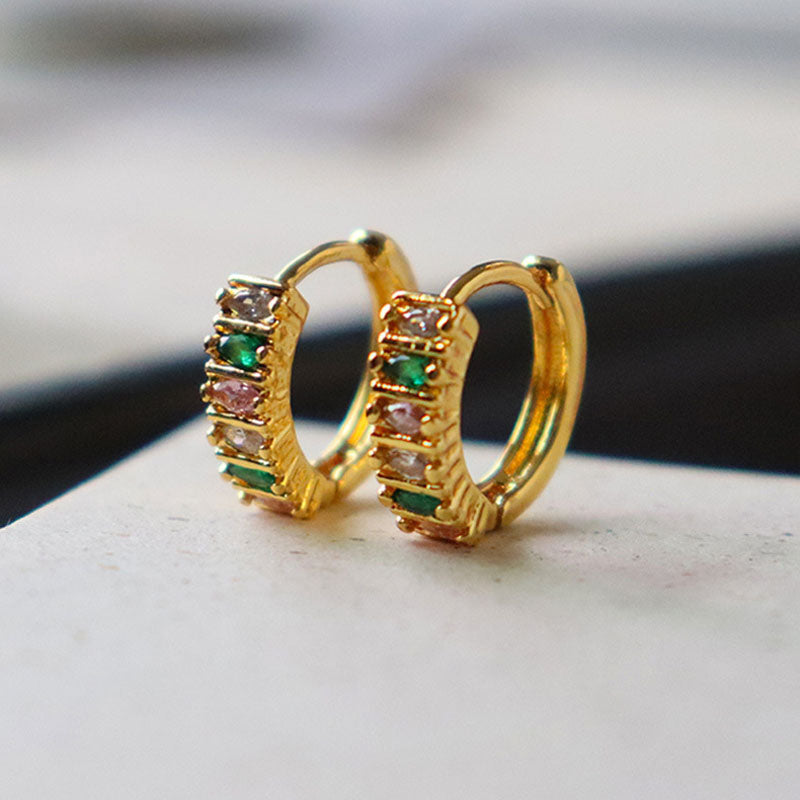 Gold-Plated Geometric Hoops — gold earrings, view 2