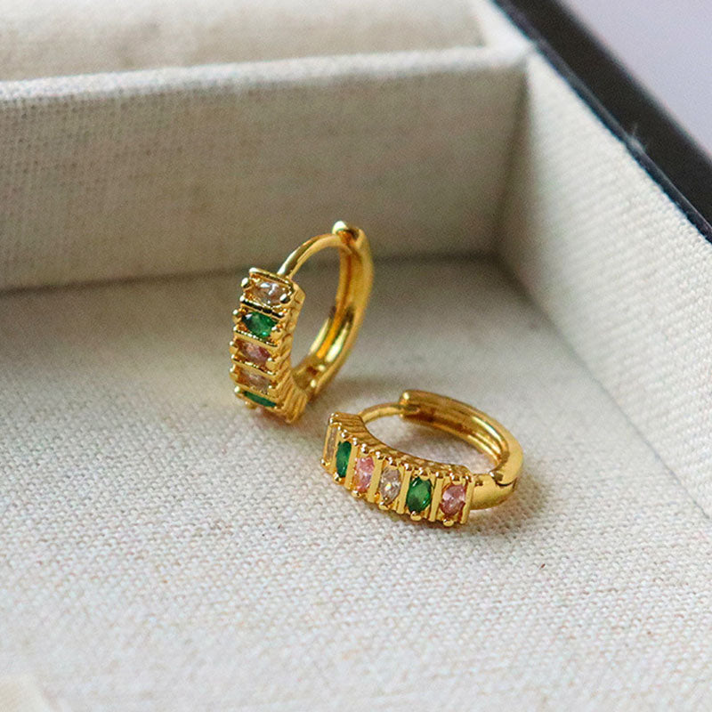 Gold-Plated Geometric Hoops — gold earrings, view 3