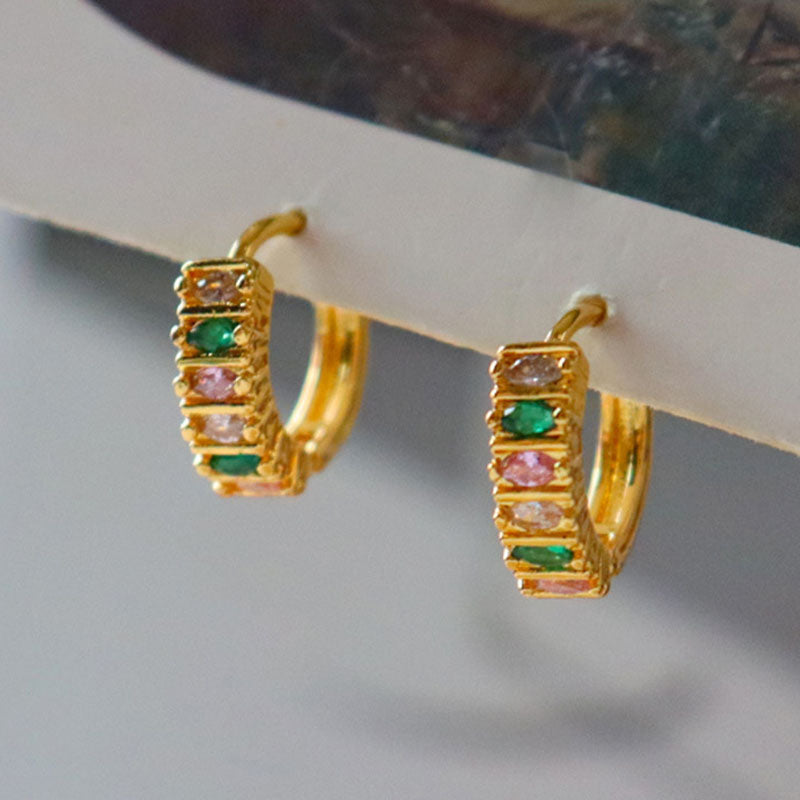 Gold-Plated Geometric Hoops — gold earrings, view 4