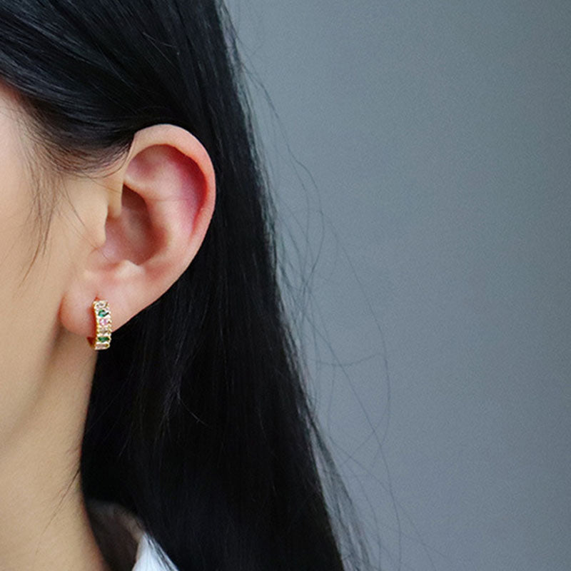 Gold-Plated Geometric Hoops — gold earrings, view 5