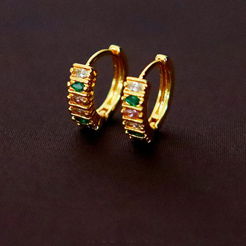 Gold-Plated Geometric Hoops — gold earrings, view 7