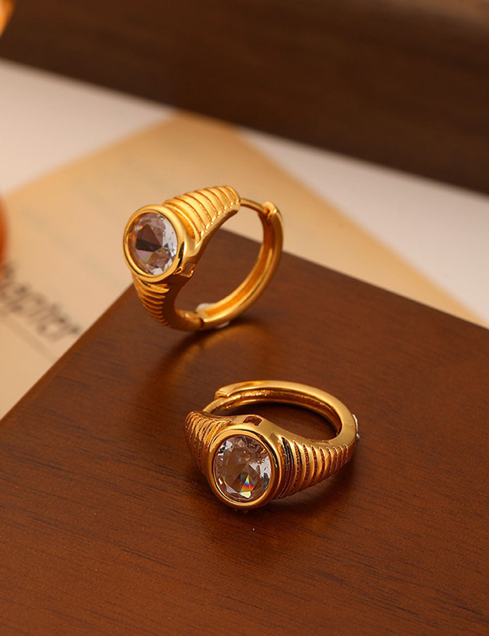 Cubic Zirconia Gold-Plate Hoop Earrings — gold earrings