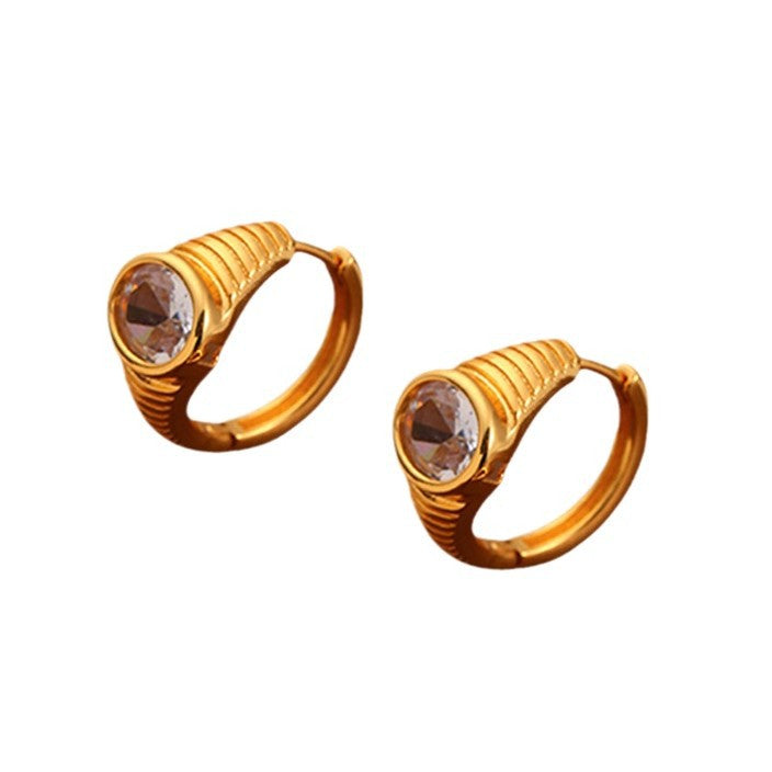 Cubic Zirconia Gold-Plate Hoop Earrings — gold earrings, view 4