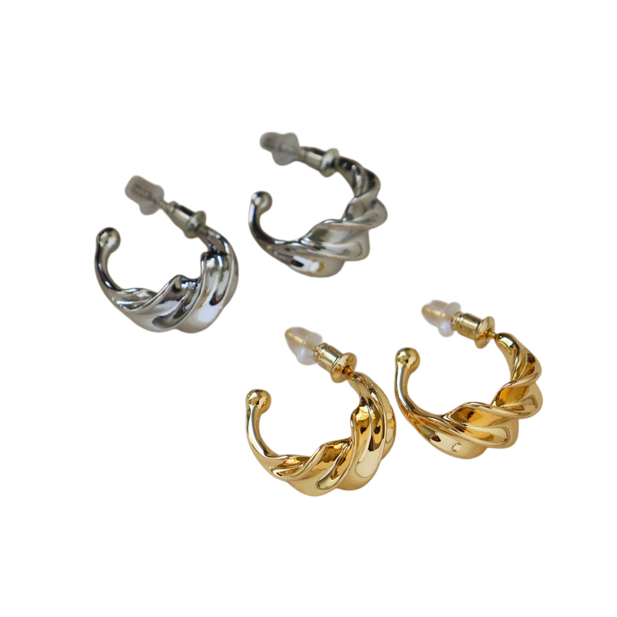 Twisted C-Shaped Copper Studs — earrings, view 3