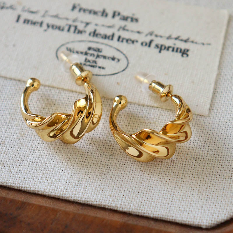 Twisted C-Shaped Copper Studs — earrings, view 4