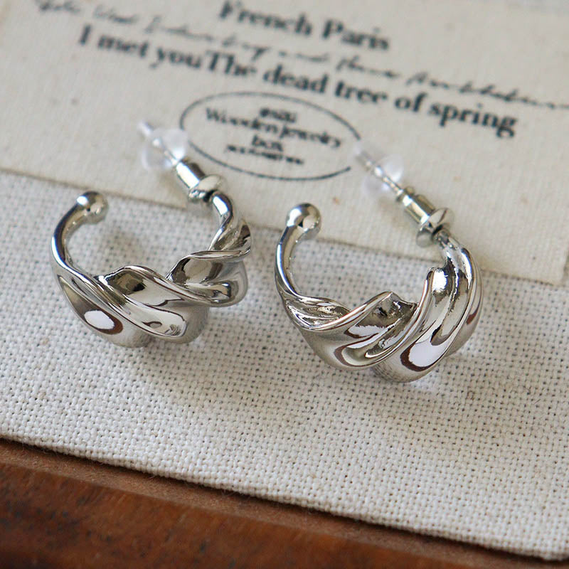 Twisted C-Shaped Copper Studs — earrings, view 7
