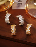 Zirconia C-Shape Stud Earrings — earrings