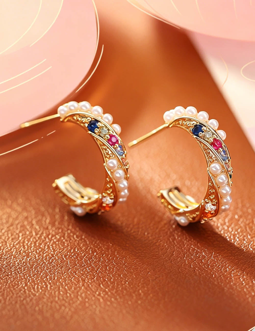 Zirconia C-Shaped Stud Earrings — gold earrings