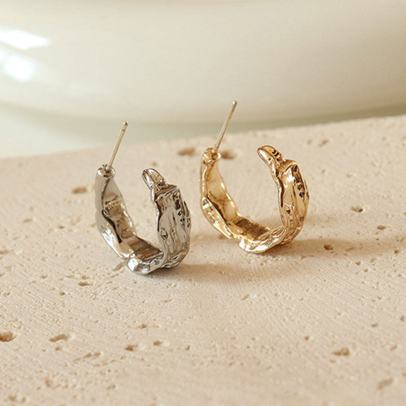 Chunky Textured C-Shaped Studs — earrings, view 2