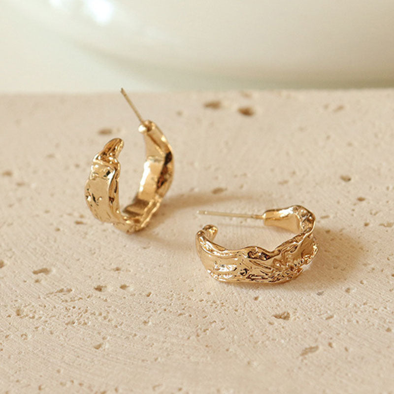Chunky Textured C-Shaped Studs — earrings, view 3
