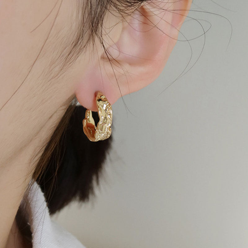Chunky Textured C-Shaped Studs — earrings, view 4