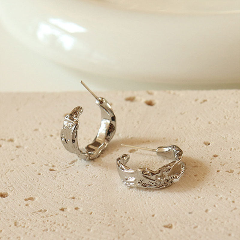 Chunky Textured C-Shaped Studs — earrings, view 5