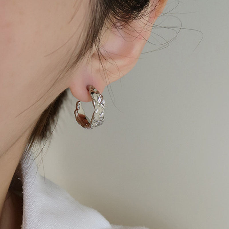 Chunky Textured C-Shaped Studs — earrings, view 6
