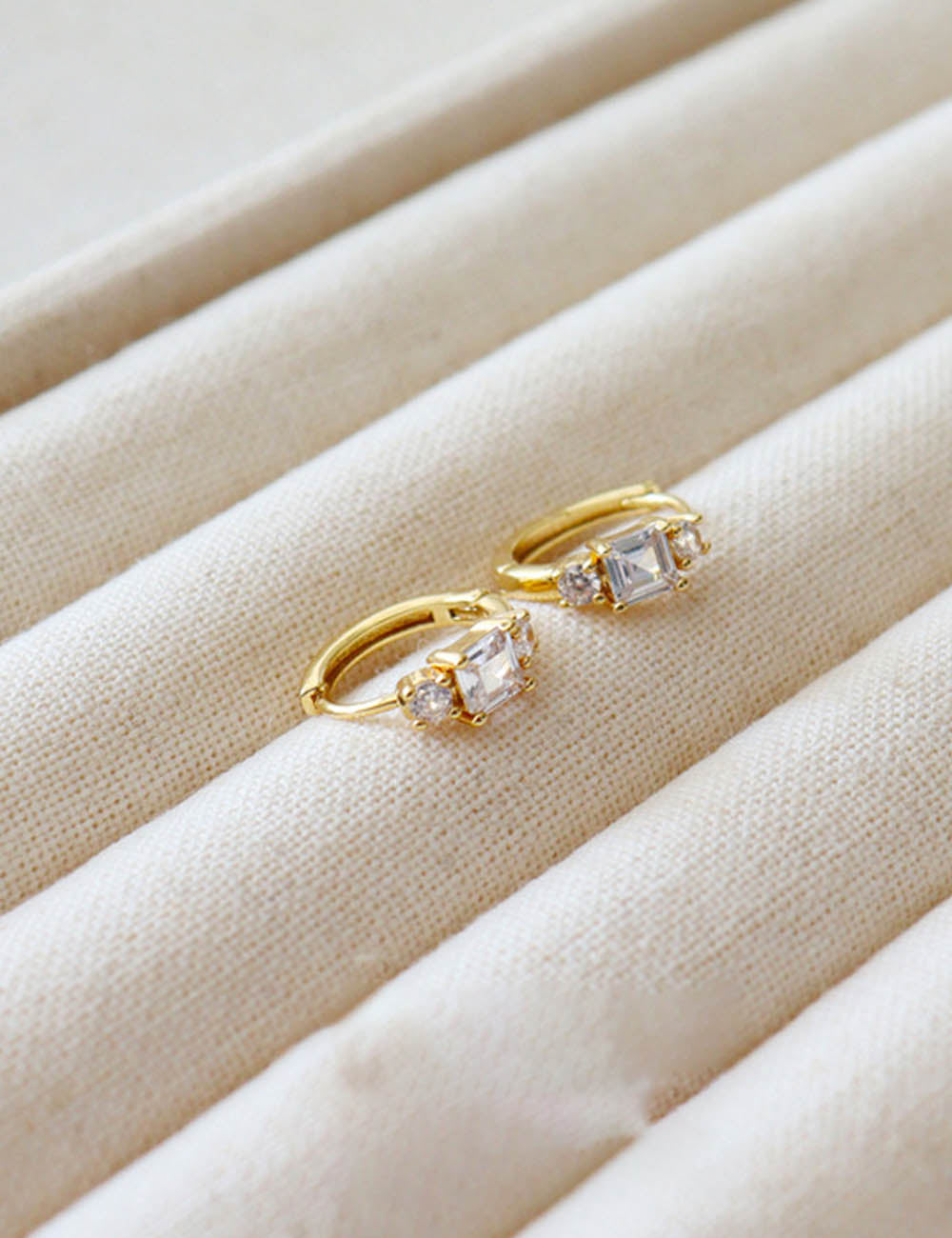 Zirconia Gold Plated Hoop Earrings — gold earrings