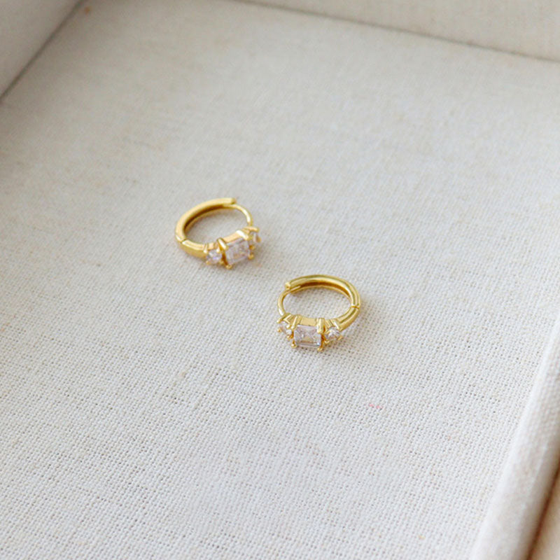 Zirconia Gold Plated Hoop Earrings — gold earrings, view 2