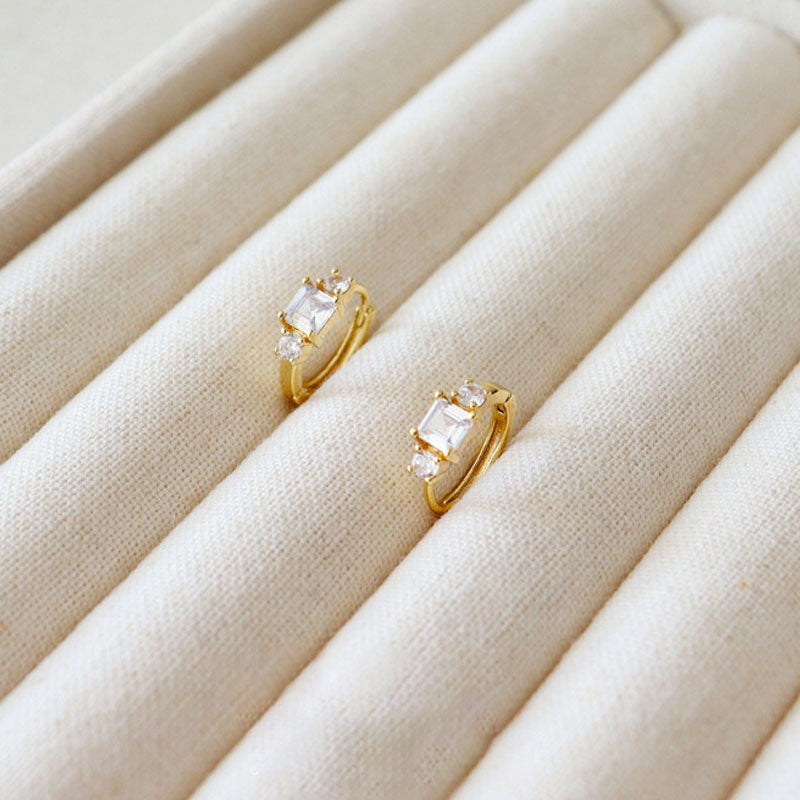 Zirconia Gold Plated Hoop Earrings — gold earrings, view 3