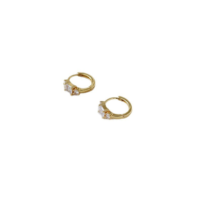 Zirconia Gold Plated Hoop Earrings — gold earrings, view 4