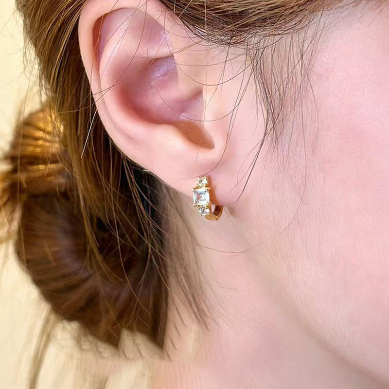 Zirconia Gold Plated Hoop Earrings — gold earrings, view 5