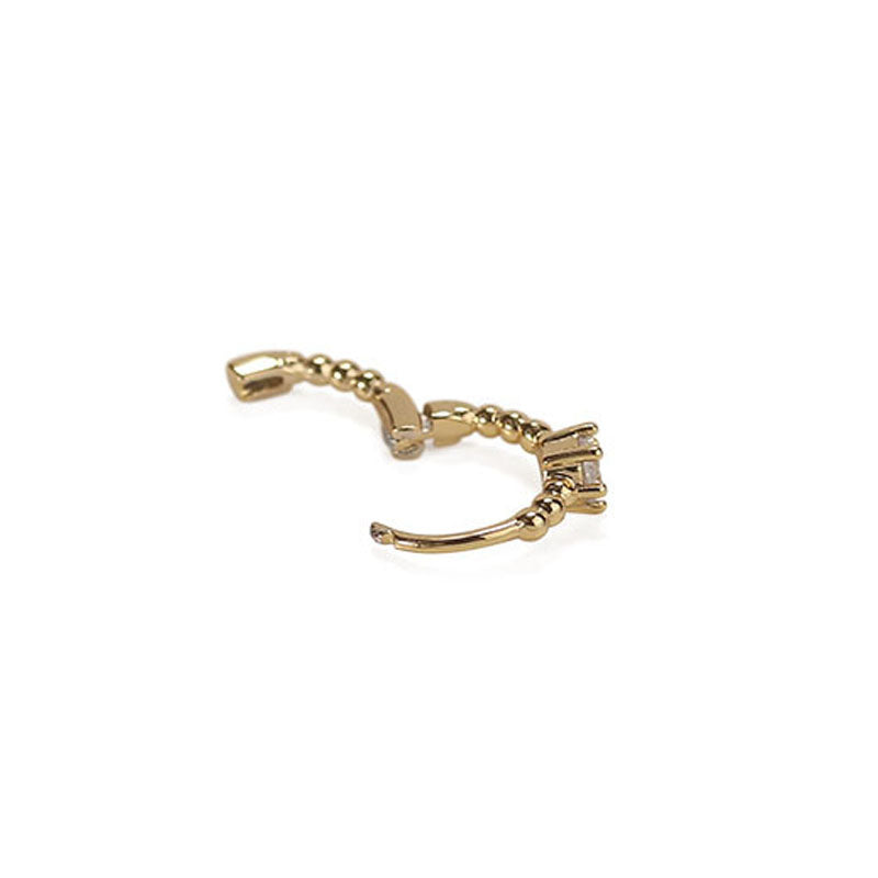 Rhinestone Gold Mini Hoop Earrings — gold earrings, view 5