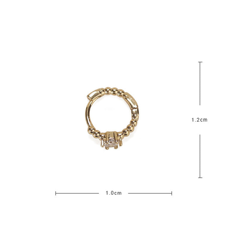 Rhinestone Gold Mini Hoop Earrings — gold earrings, view 6