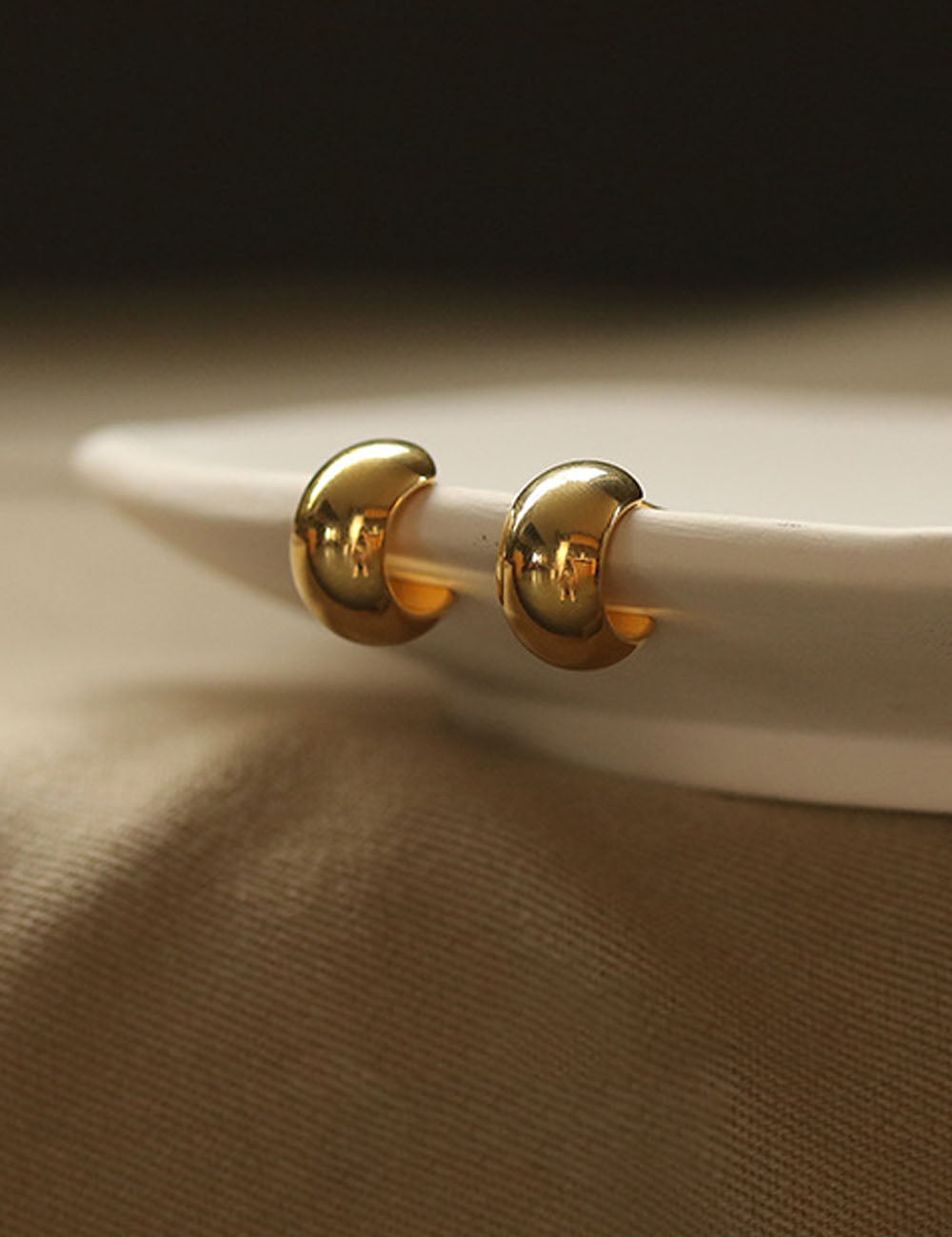 Chunky C-Shaped Copper Studs — earrings