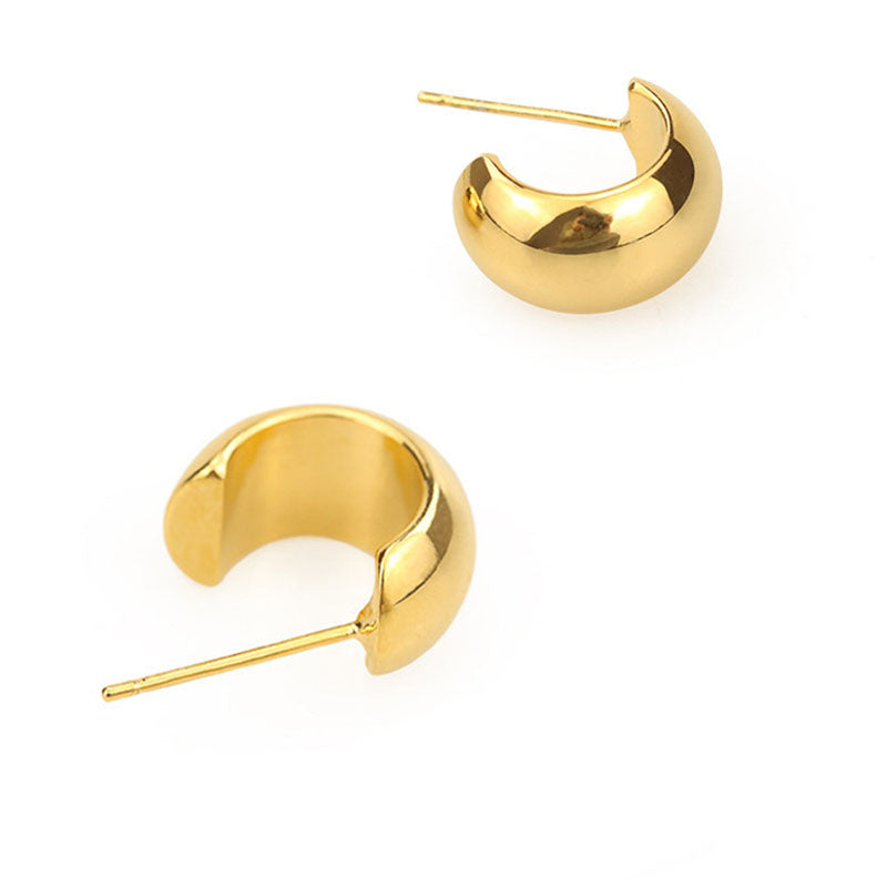 Chunky C-Shaped Copper Studs — earrings, view 2