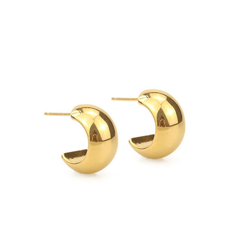 Chunky C-Shaped Copper Studs — earrings, view 3