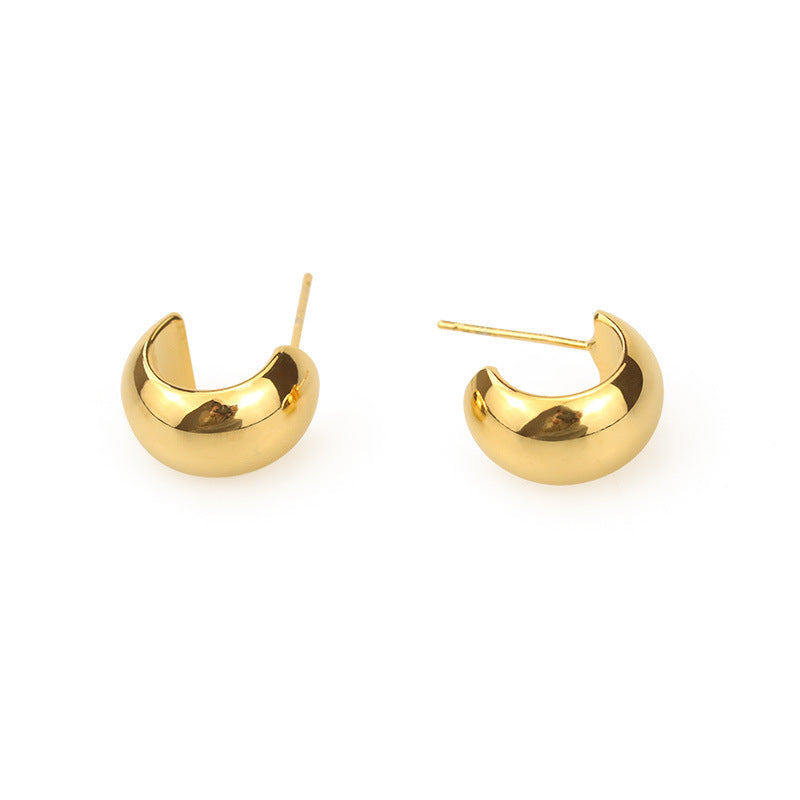 Chunky C-Shaped Copper Studs — earrings, view 4