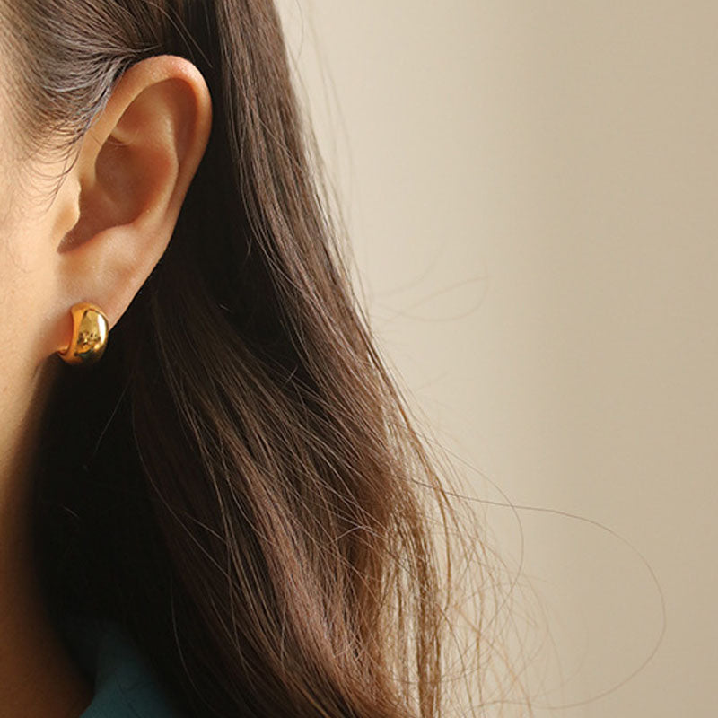 Chunky C-Shaped Copper Studs — earrings, view 5