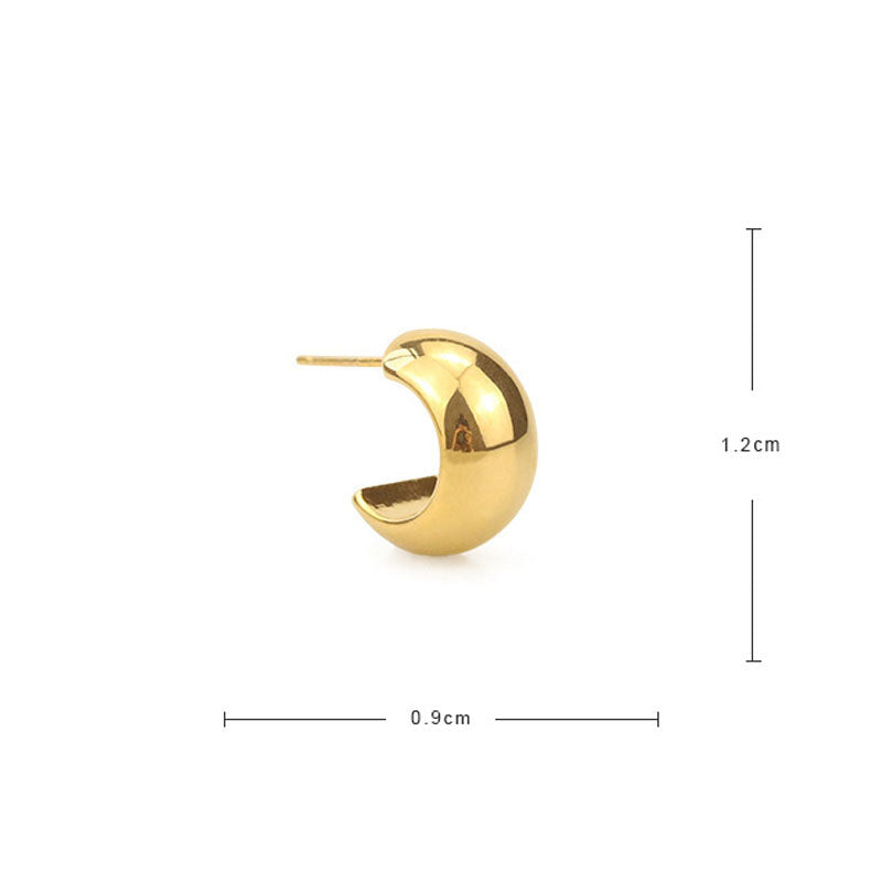 Chunky C-Shaped Copper Studs — earrings, view 7