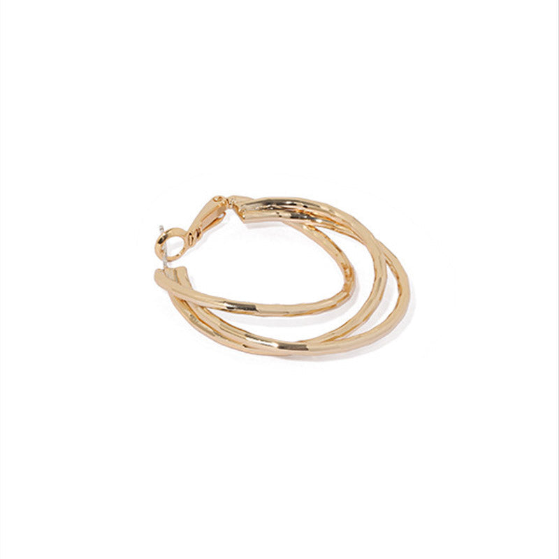 Multi Layer Circle Hoop Earrings — gold earrings, view 4