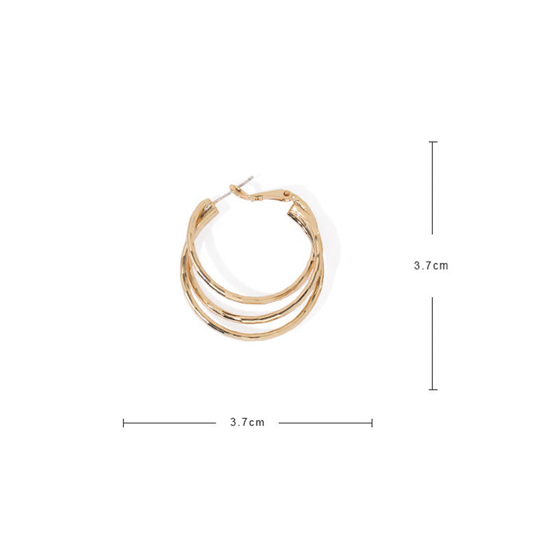 Multi Layer Circle Hoop Earrings — gold earrings, view 6