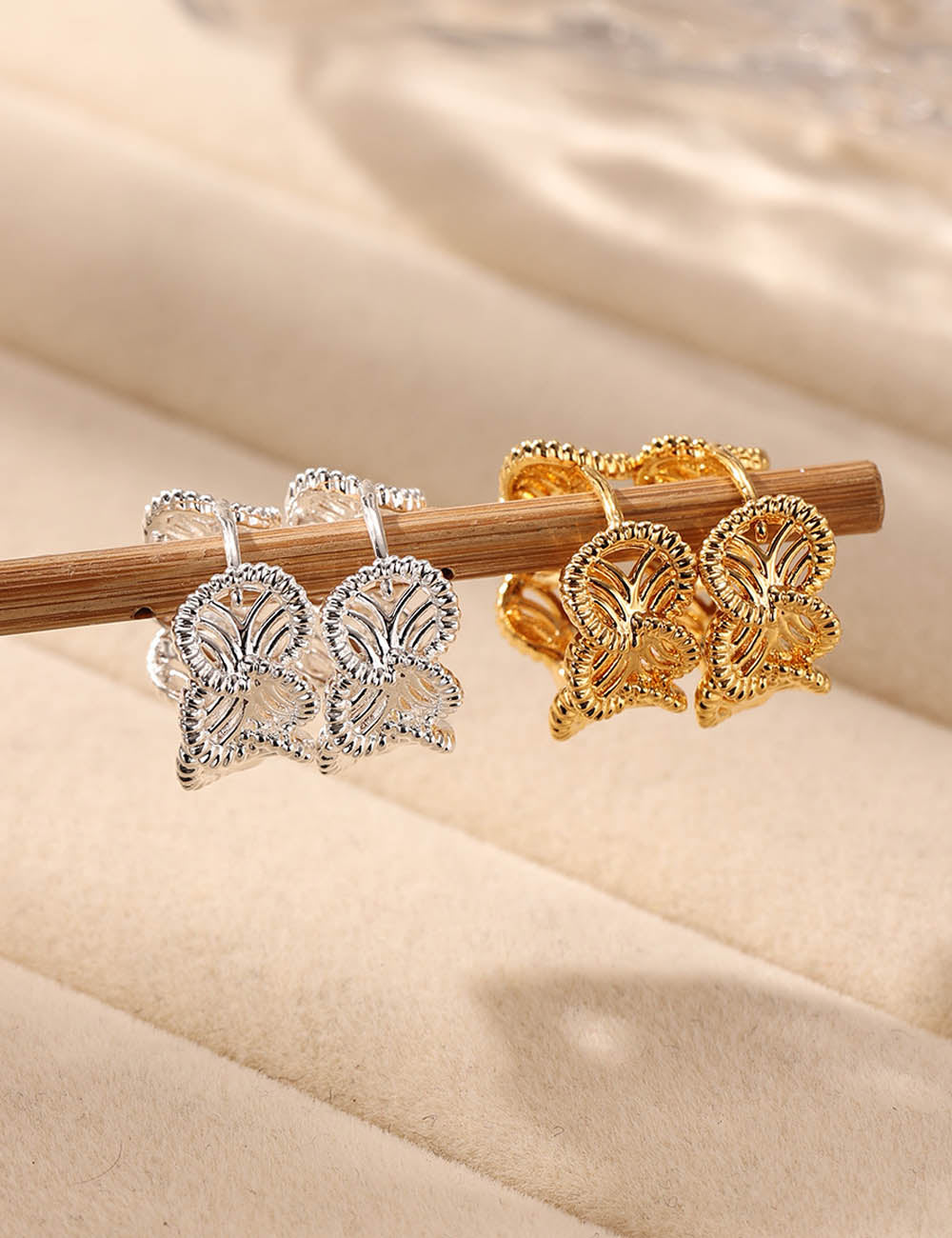 Textured Hollow Hoop Earrings — earrings