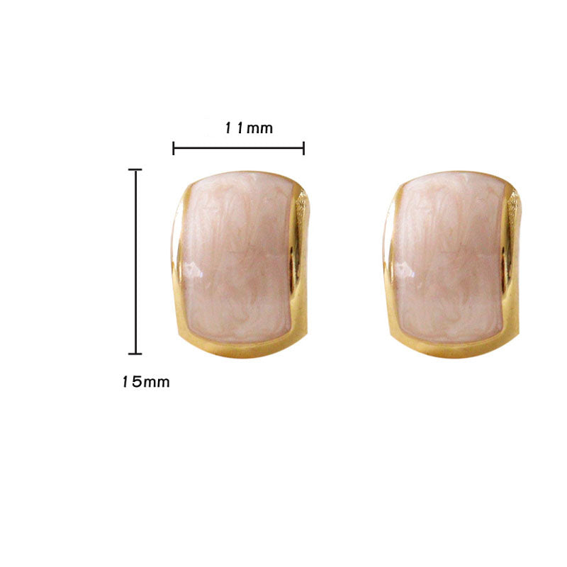 Geometric Enamel C-Shaped Studs — beige earrings, view 7