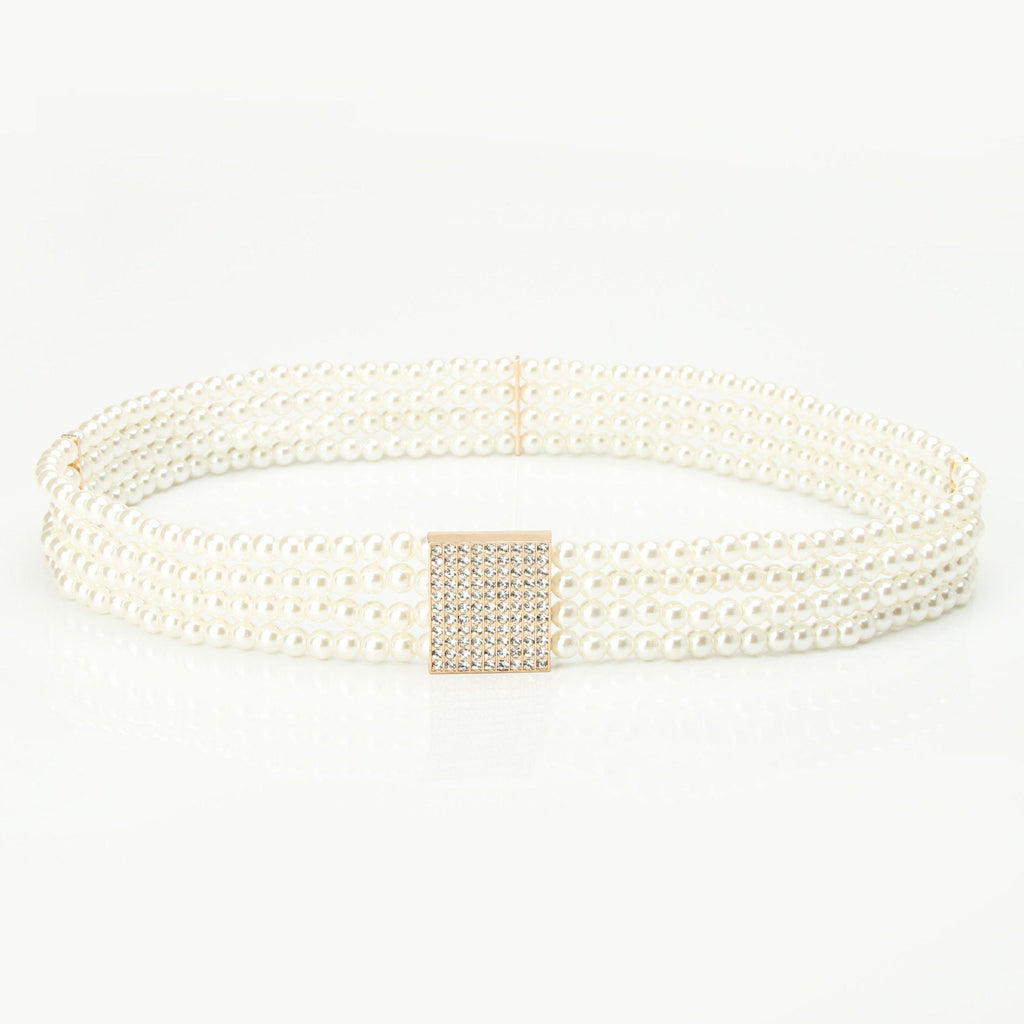 Bridal Pearl Rhinestone Waist Chain — body chain, view 6