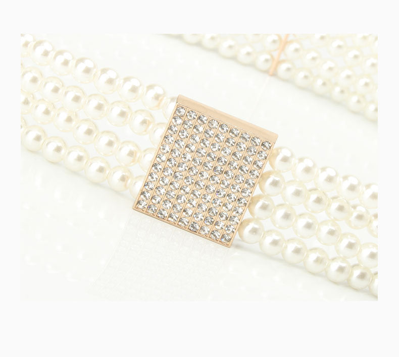 Bridal Pearl Rhinestone Waist Chain — body chain, view 9