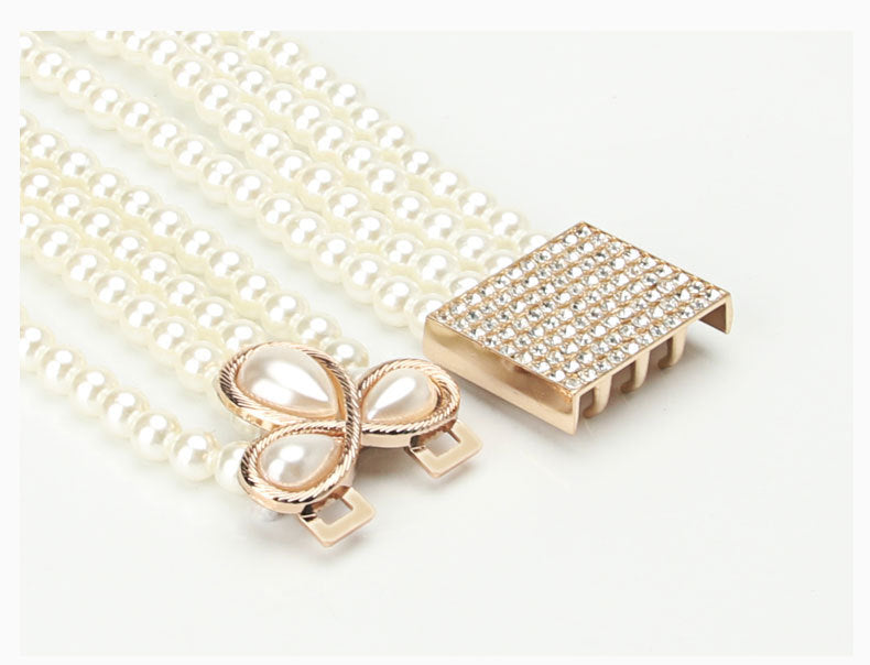 Bridal Pearl Rhinestone Waist Chain — body chain, view 12
