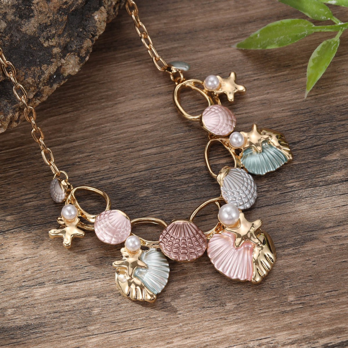 Starfish Shell Pendant Necklace — necklace, view 3